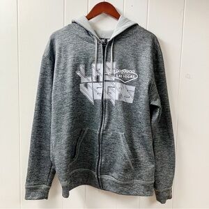 WELCOME to LAS VEGAS Graphic Sweatshirt Zip Hoodie Mens SIZE XL Gray Wear Code